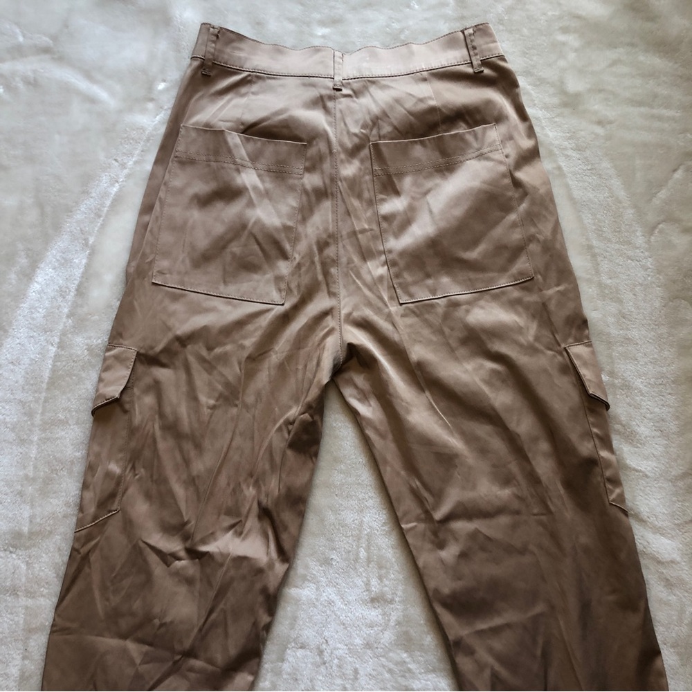 Zara Satin Tan High Waisted Cargo Pants Size XS - Picture 10 of 14